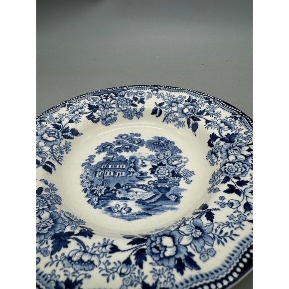 tonquin royal Stafford Clarice Cliff  Blue White Ironstone Bowl Plates Set Of 3 - Picture 6 of 12